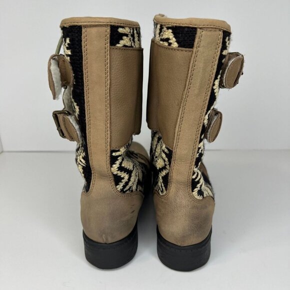 Kelsi Dagger Brown Ilya Womens Leather Block Heel Size 7.5 Mid Calf Sherpa Boots - Picture 5 of 9